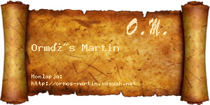 Ormós Martin névjegykártya